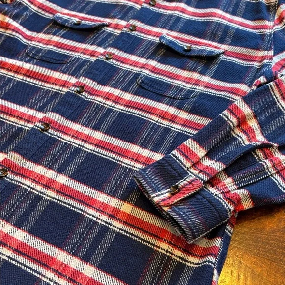 Alex Mill Plaid Flannel Button Down Shirt Blue White Red Size XL - Picture 6 of 13